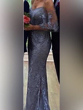 Azazie Light Blue Embroidered Maxi Dress